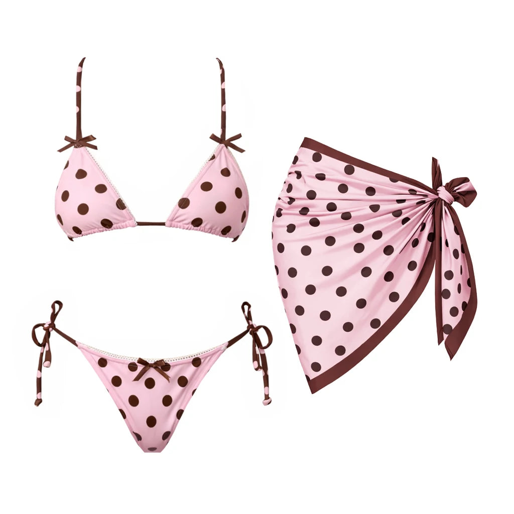 Jasmine Pink Polka Dot Bikini Set