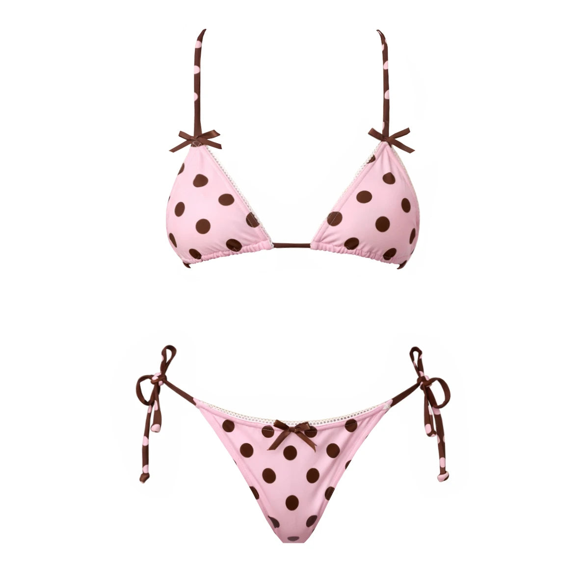 Jasmine Pink Polka Dot Bikini Set